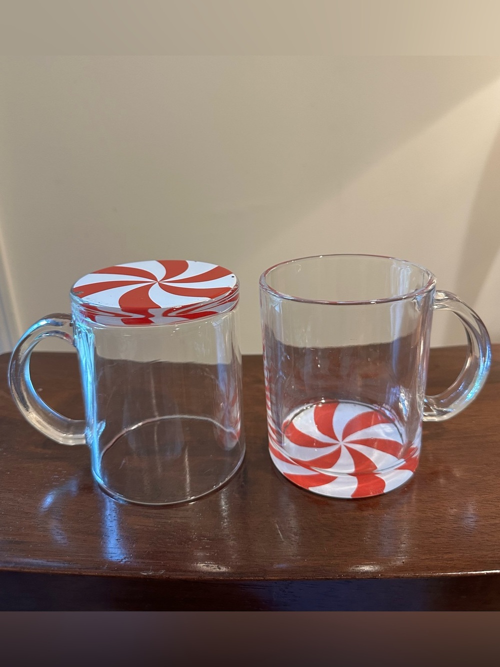 Set of 2 Peppermint Mugs • coffee cups • glass
